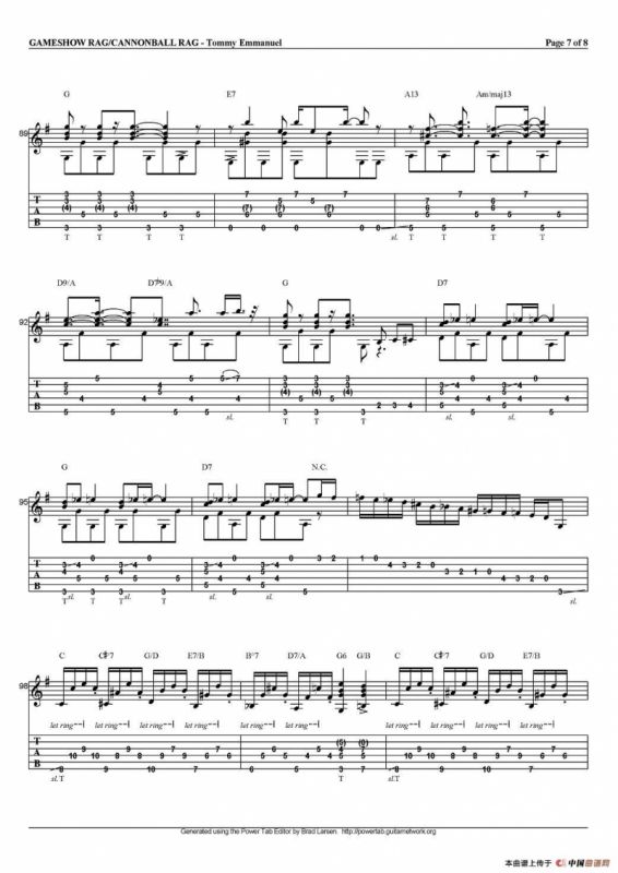 tommy emmanuel：gameshow rag/cannonball rag（指弹吉他）