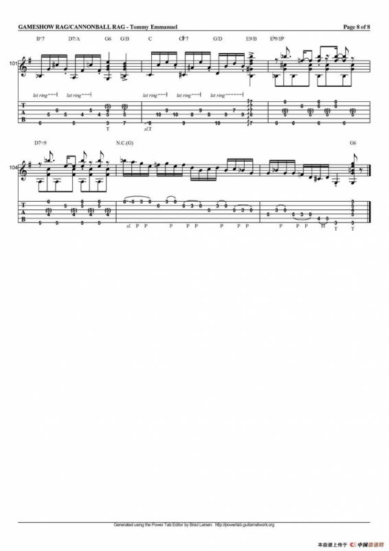 tommy emmanuel：gameshow rag/cannonball rag（指弹吉他）