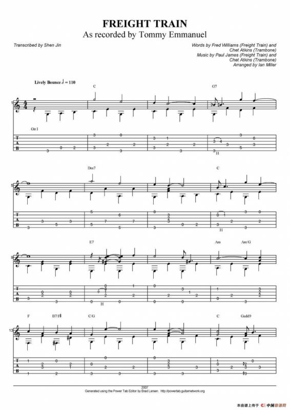 tommy emmanuel：freight train（指弹吉他）