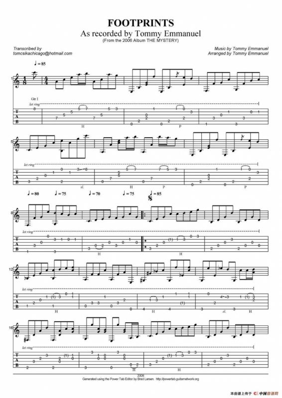 tommy emmanuel：footprints（指弹吉他）