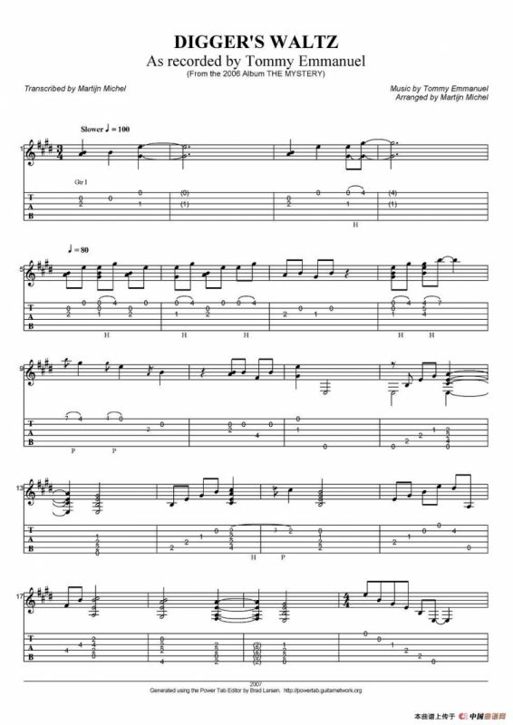 tommy emmanuel：diggers waltz（指弹吉他）