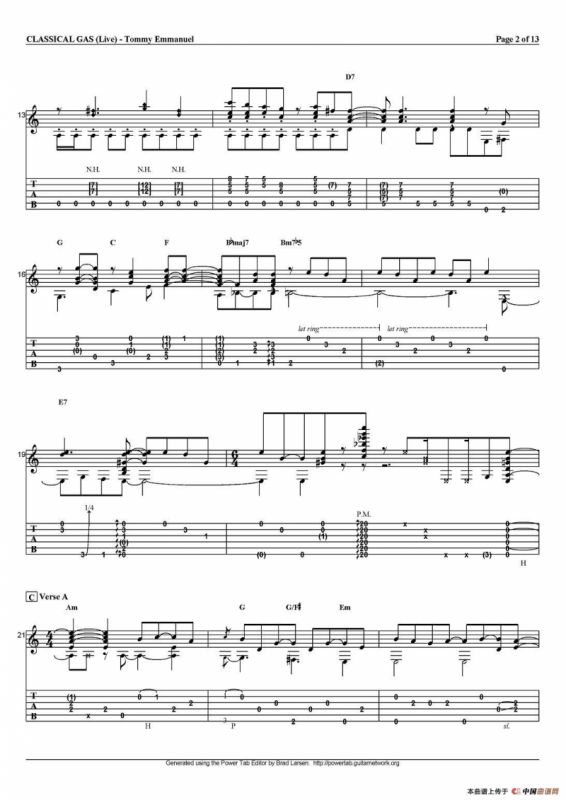 tommy emmanuel：classical gas（指弹吉他）