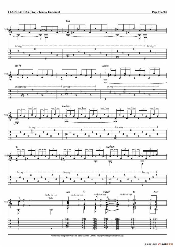 tommy emmanuel：classical gas（指弹吉他）