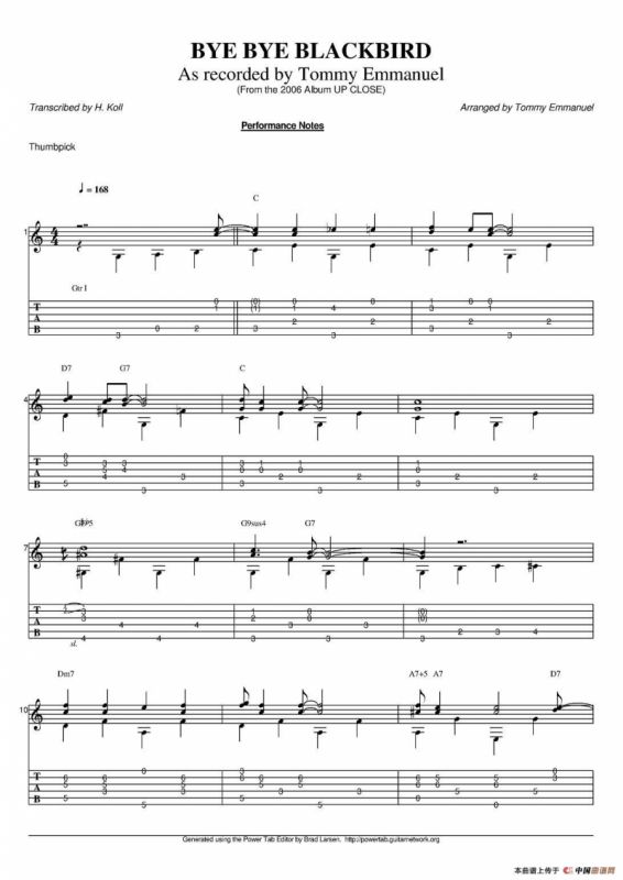 tommy emmanuel：bye bye blackbird（指弹吉他）