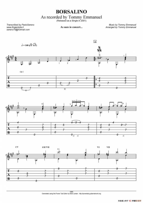 tommy emmanuel：borsalino（指弹吉他）