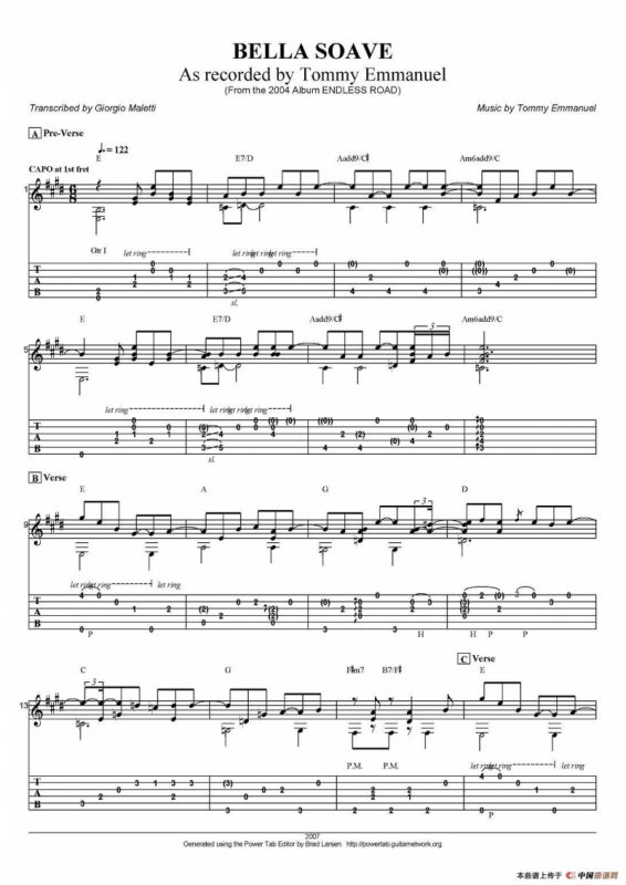 tommy emmanuel：bella soave