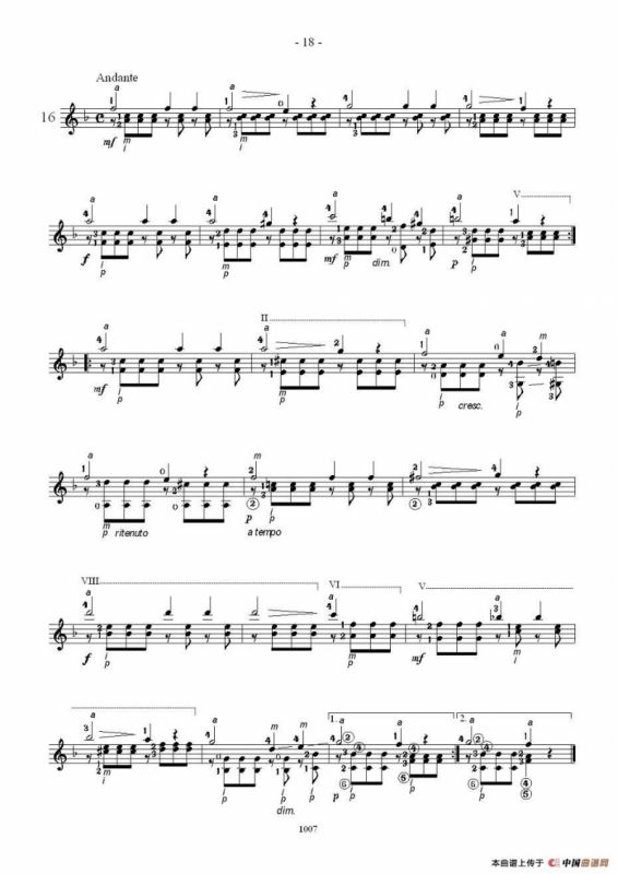 卡尔卡席25首练习曲之16——20