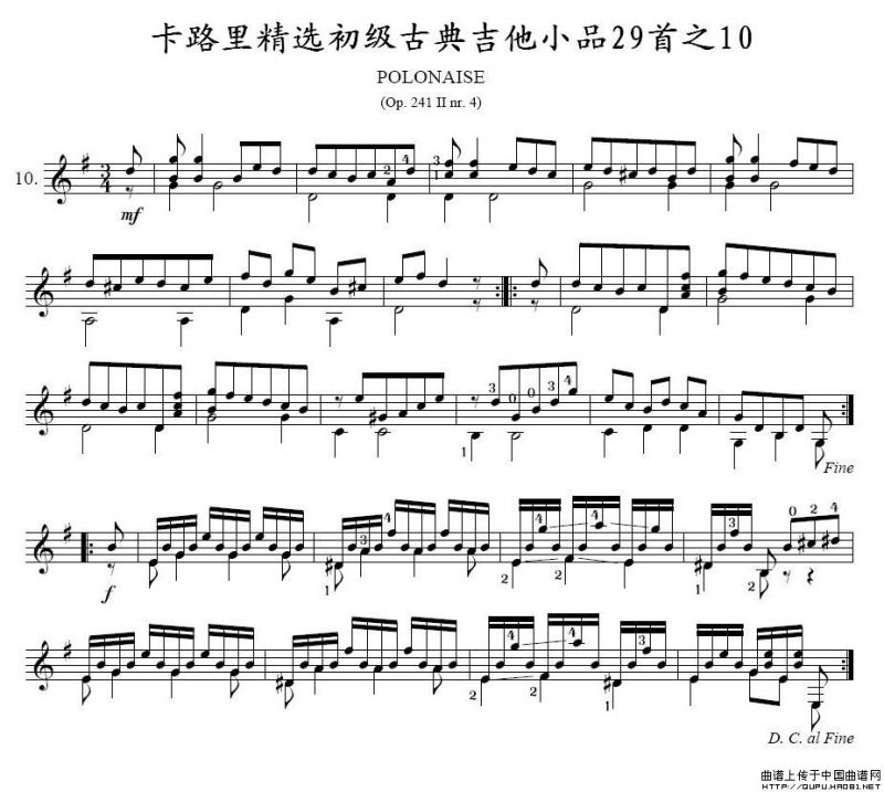 卡路里精选初级古典吉他小品29首之10