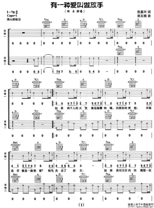 有一种爱叫做放手（双吉他）