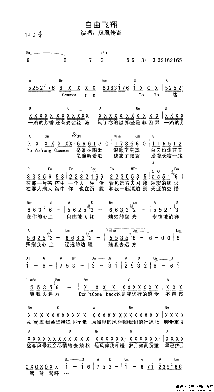 自由飞翔（何沐阳词曲）