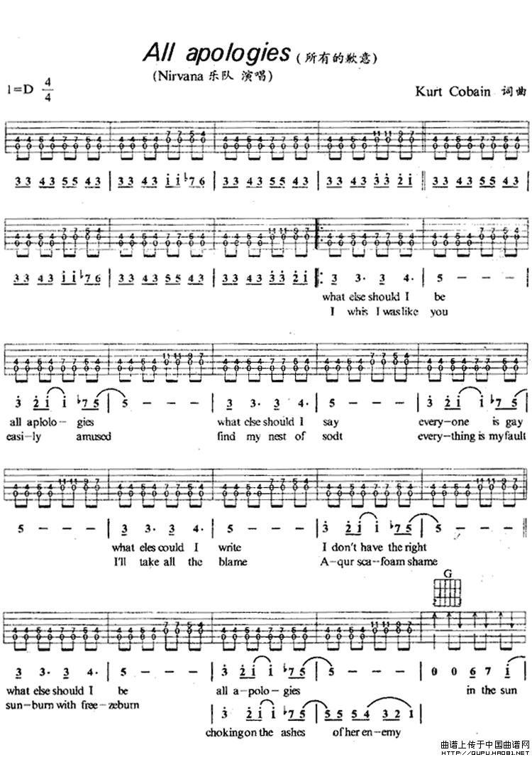 all apologies（所有的歉意）