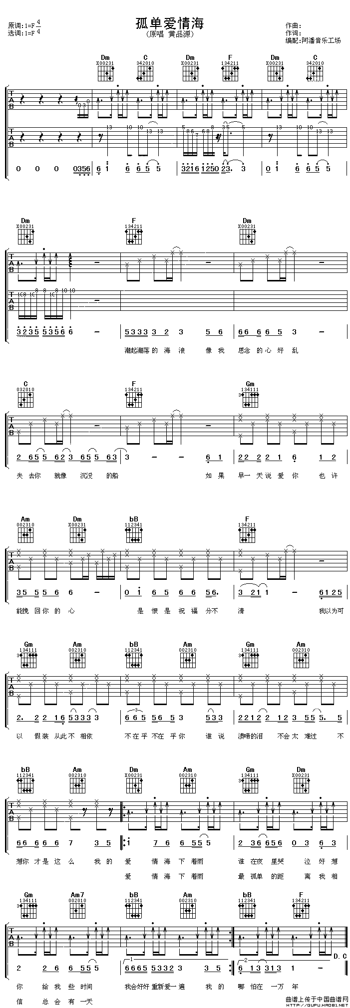孤单爱情海（阿潘编配版）