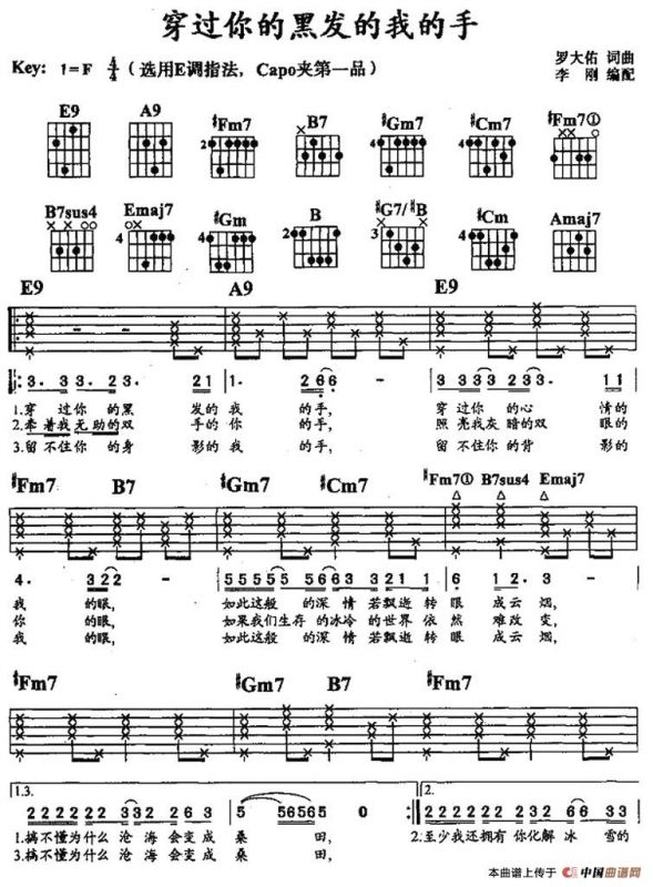 穿过你的黑发的我的手