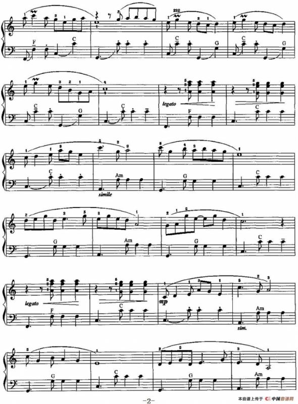 中国民歌手风琴曲集：52、彩云追月