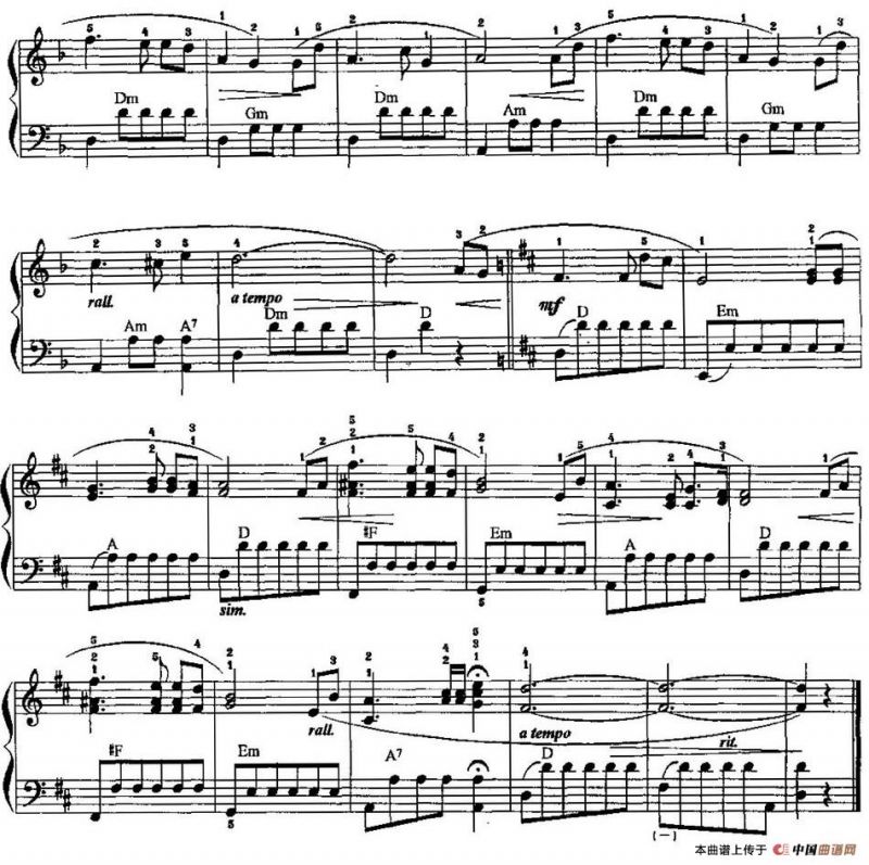 中国民歌手风琴曲集：26、在银色的月光下