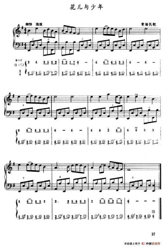 花儿与少年（五线谱+简谱）