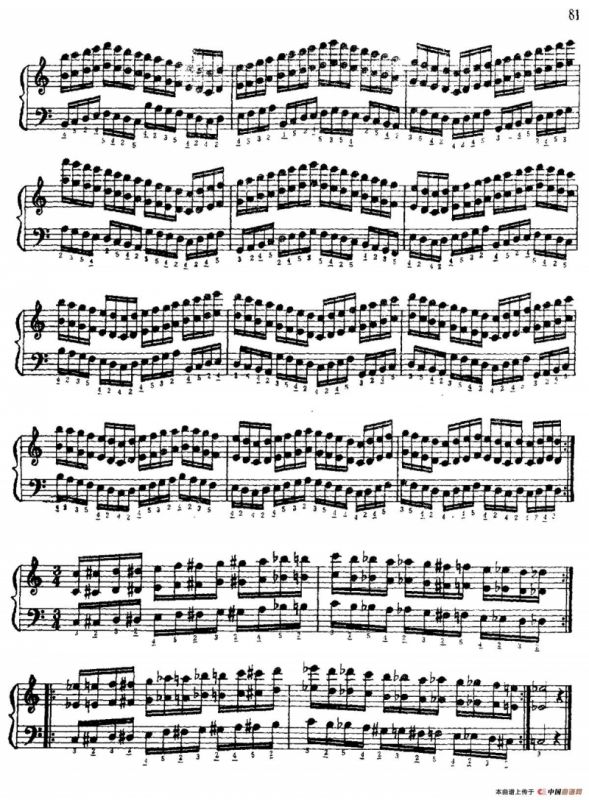 手风琴手指练习 第二部分（平行八度音阶的预备练习）