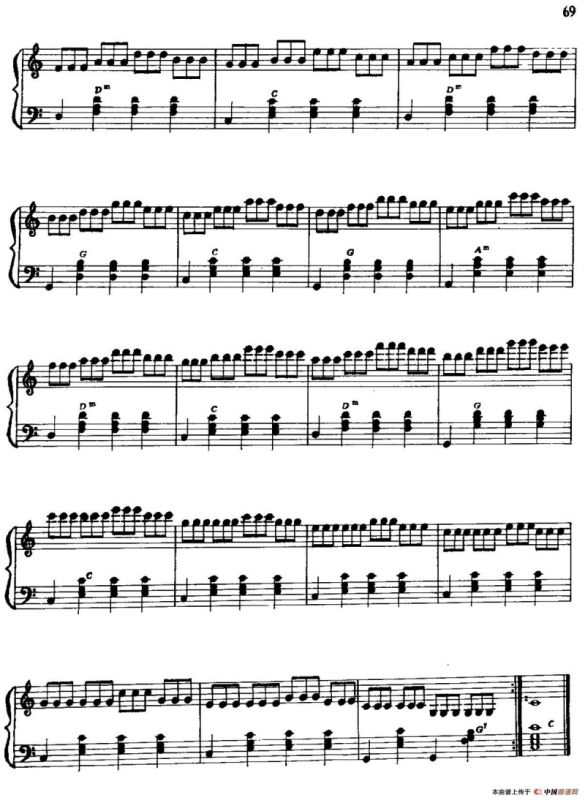 手风琴手指练习 第二部分（三音一组重复音的练习）