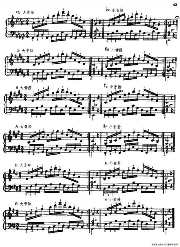 手风琴手指练习 第二部分（大小二十四调中三和弦琶音的练习）