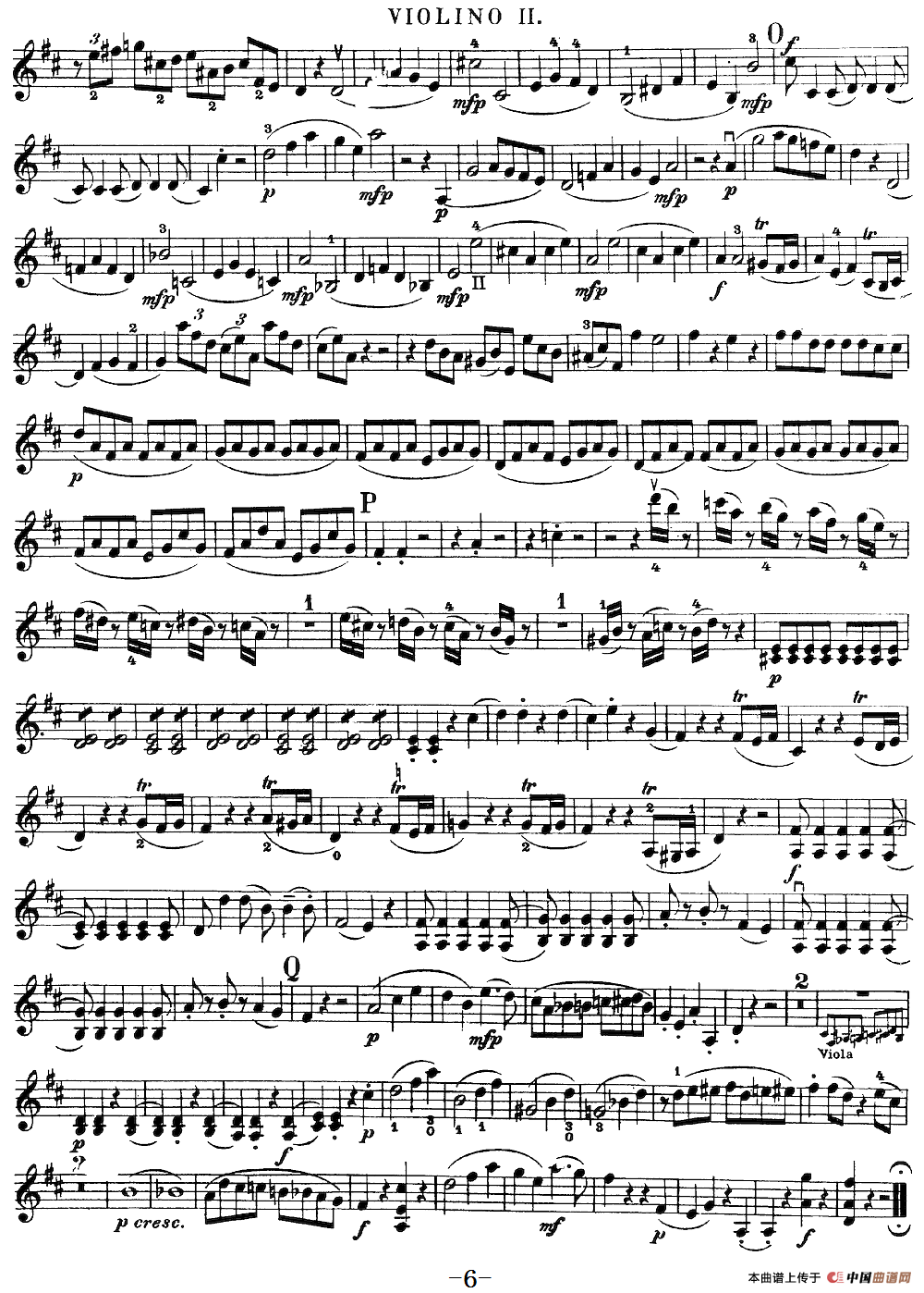Mozart《Quartet No.21 in D Major,K.575》（Violin 2分谱）