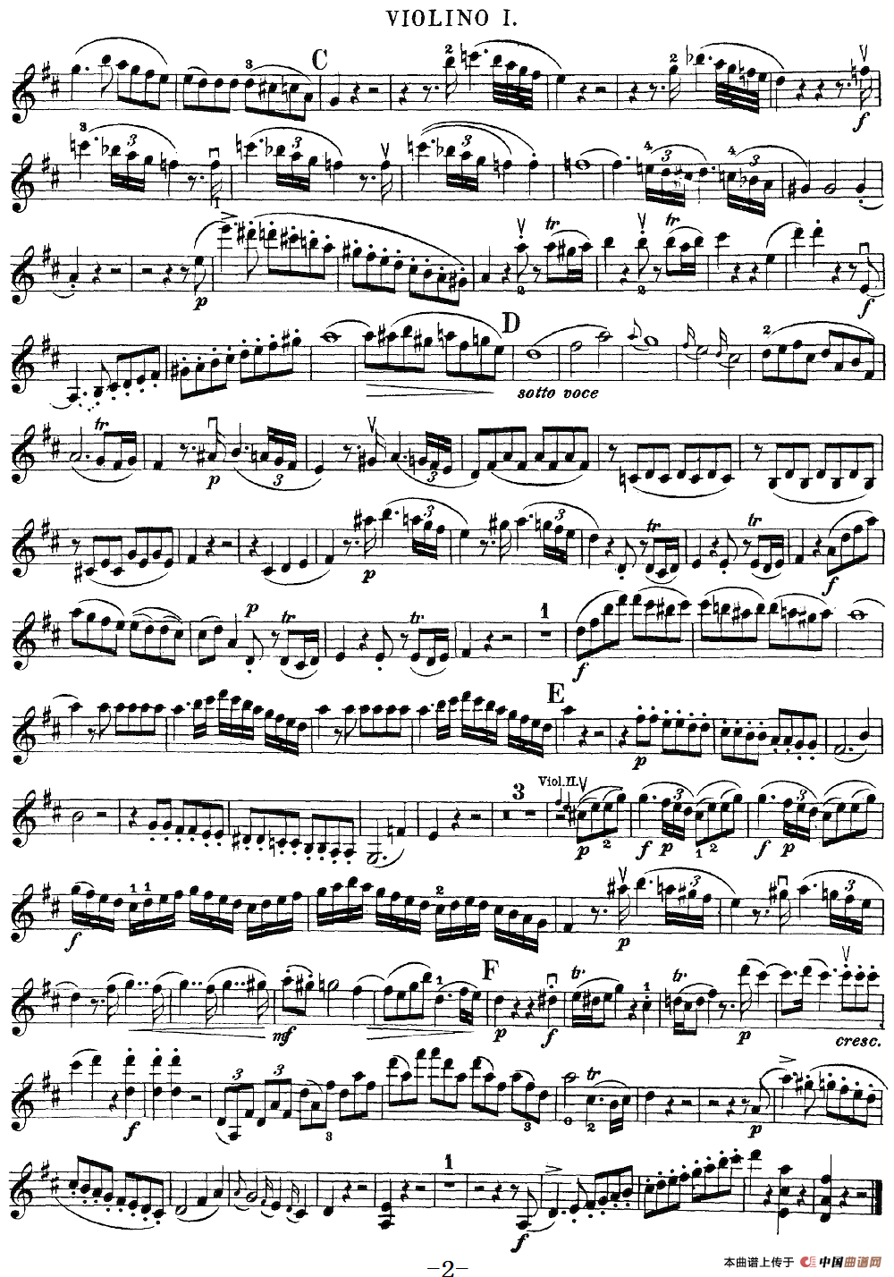 Mozart《Quartet No.21 in D Major,K.575》（Violin 1分谱）