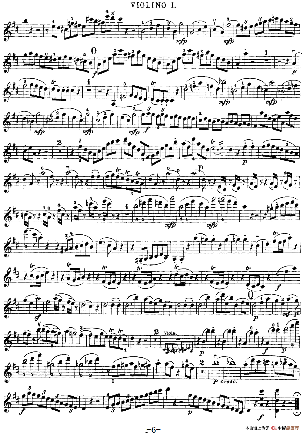 Mozart《Quartet No.21 in D Major,K.575》（Violin 1分谱）