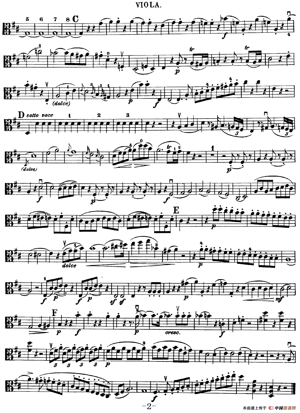 Mozart《Quartet No.21 in D Major,K.575》（Viola分谱）