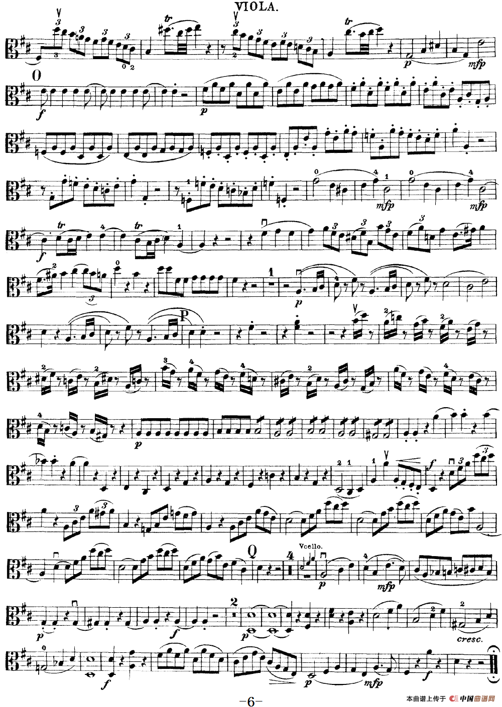 Mozart《Quartet No.21 in D Major,K.575》（Viola分谱）