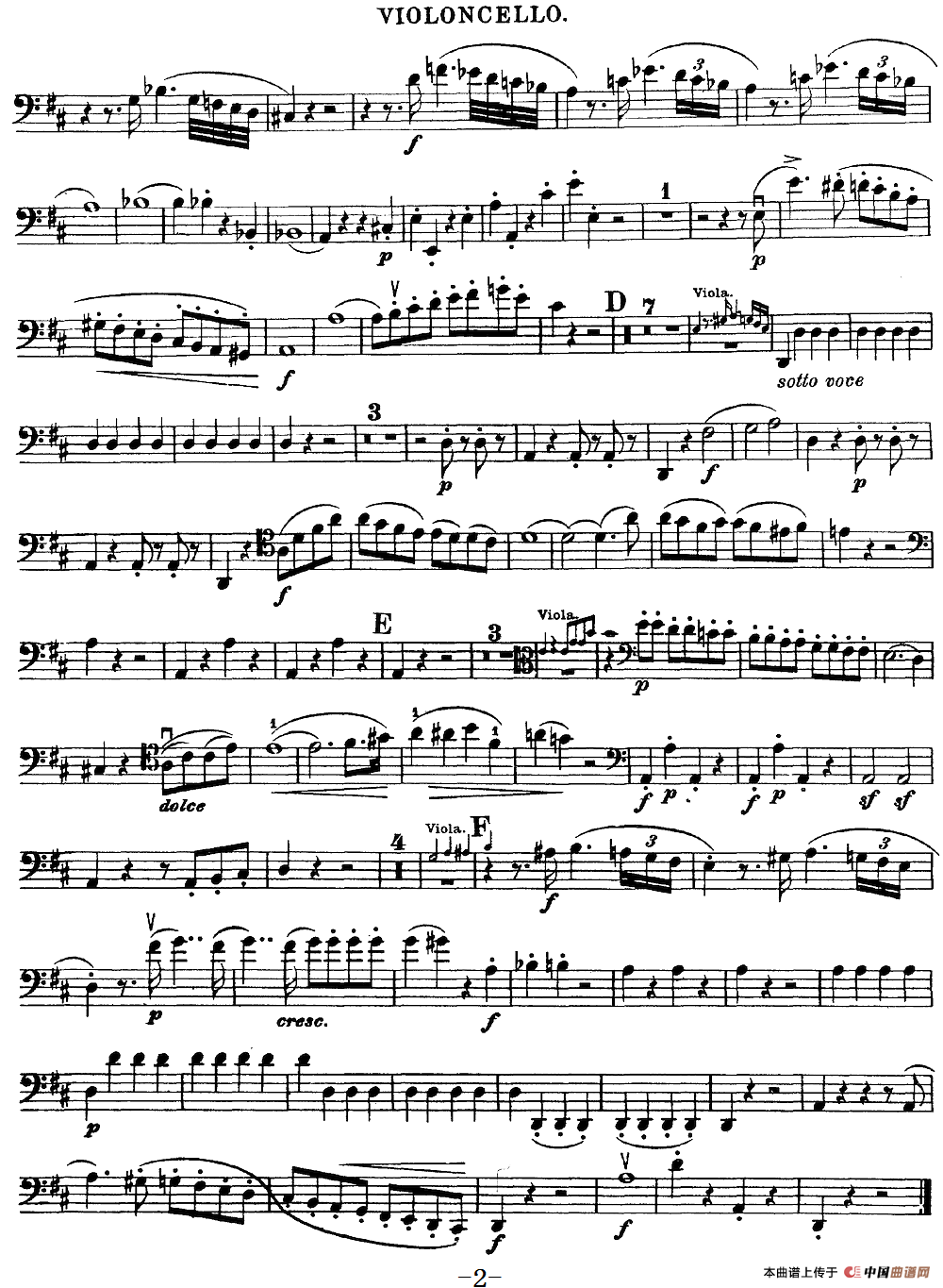 Mozart《Quartet No.21 in D Major,K.575》（Cello分谱）