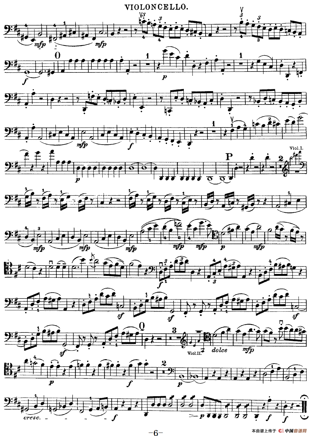 Mozart《Quartet No.21 in D Major,K.575》（Cello分谱）