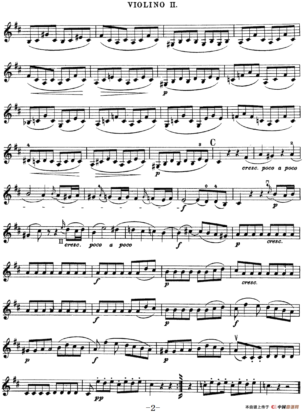 Mozart《Quartet No.20 in D Major,K.499》（Violin 2分谱）