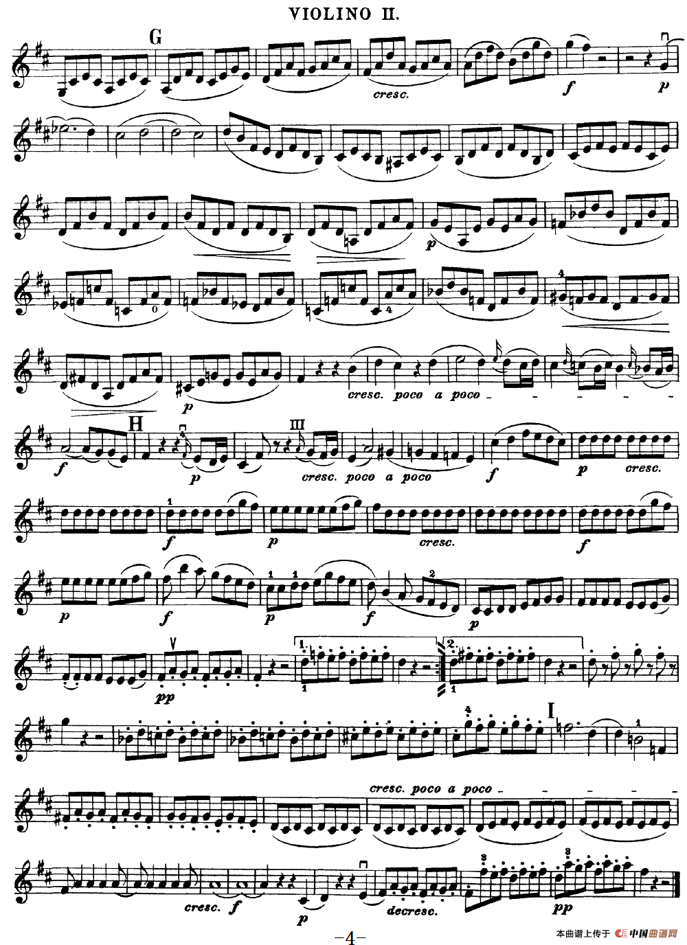 Mozart《Quartet No.20 in D Major,K.499》（Violin 2分谱）