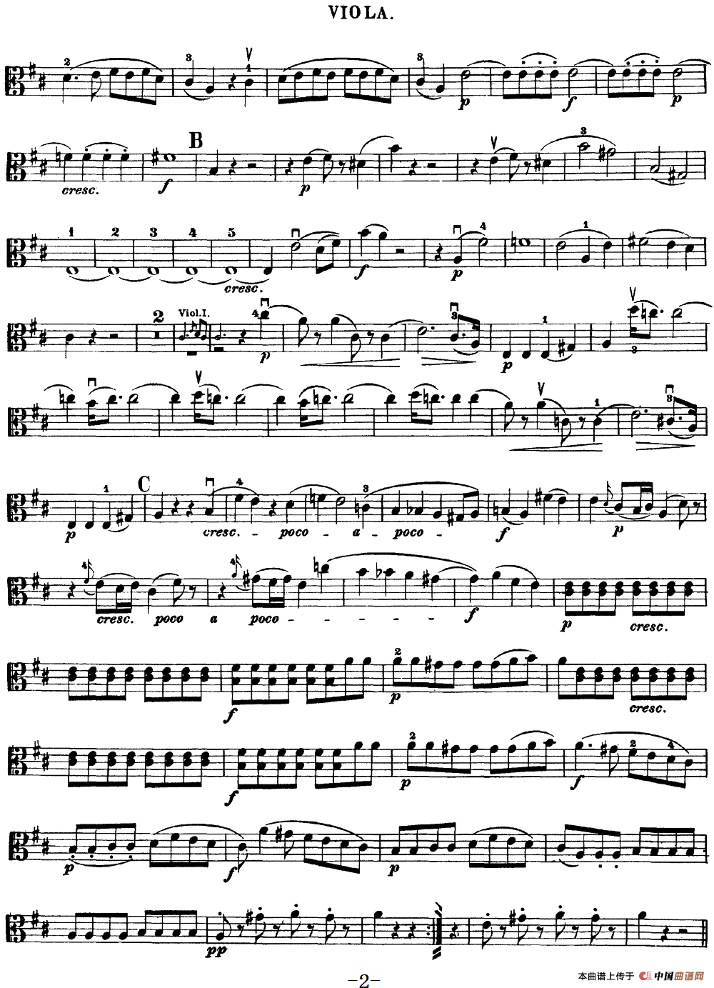 Mozart《Quartet No.20 in D Major,K.499》（Viola分谱）