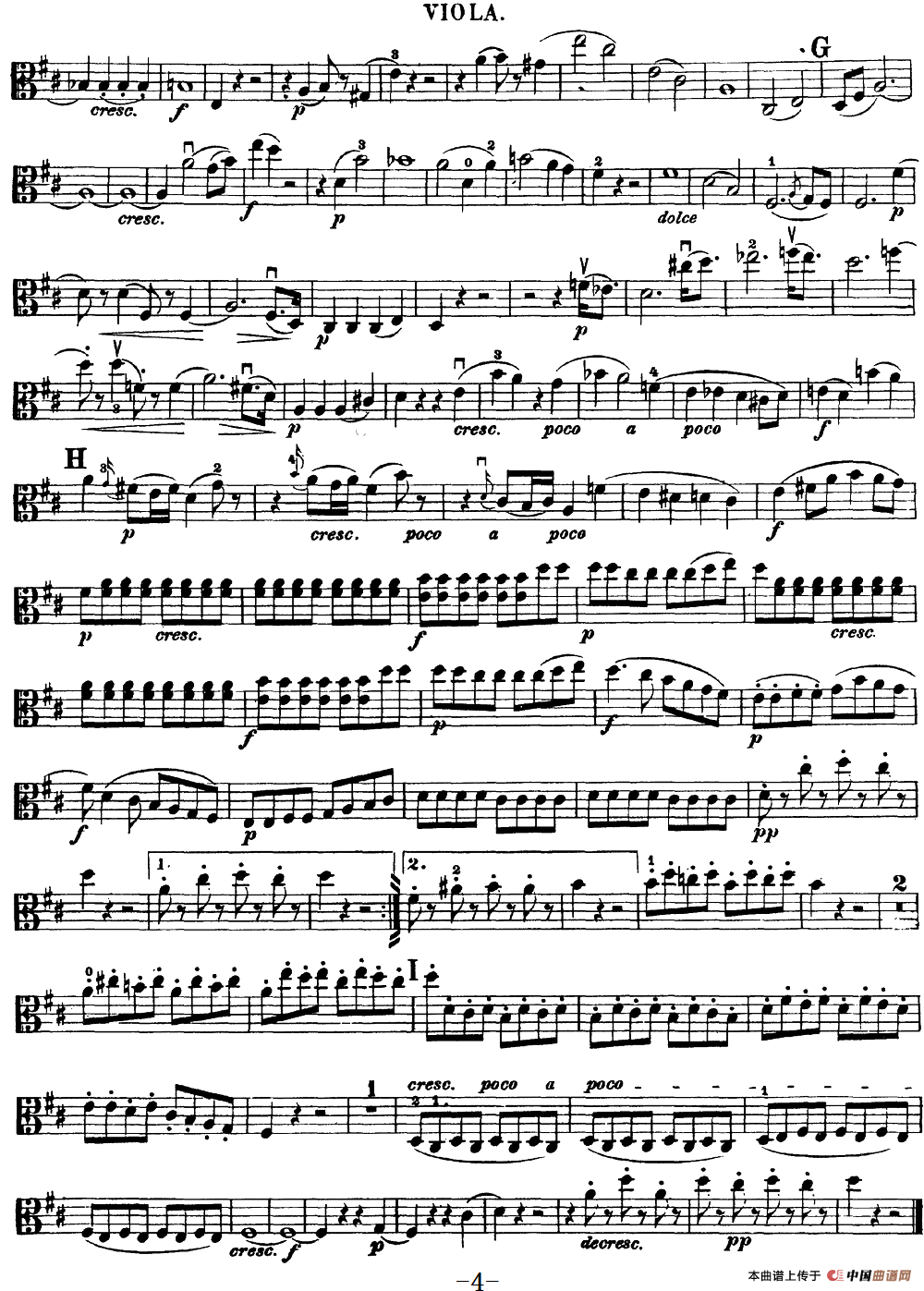 Mozart《Quartet No.20 in D Major,K.499》（Viola分谱）
