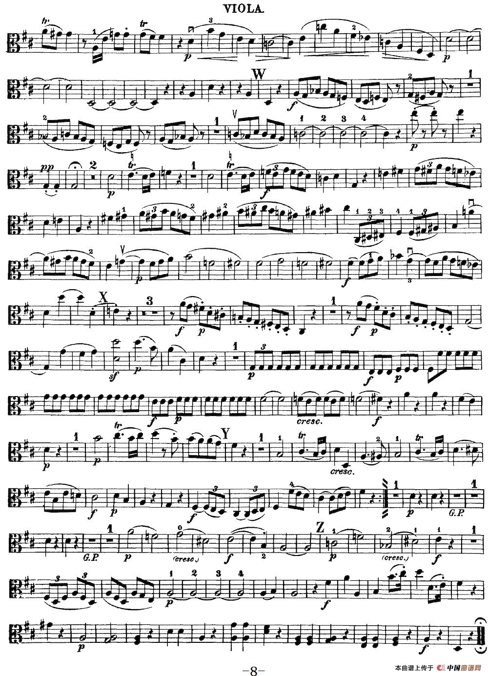 Mozart《Quartet No.20 in D Major,K.499》（Viola分谱）