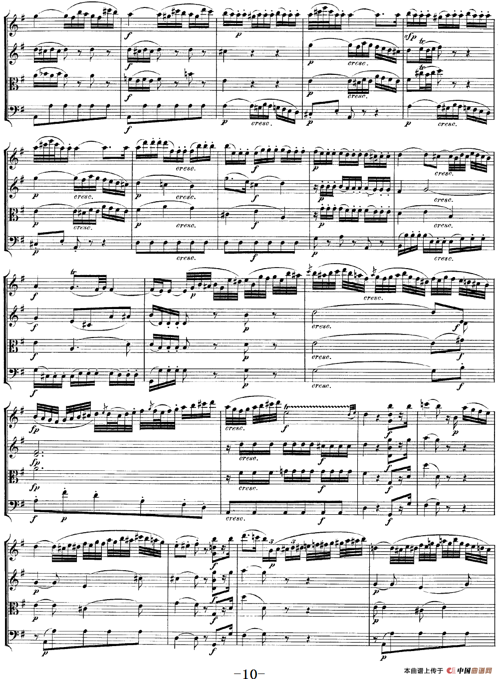 Mozart《Quartet No.20 in D Major,K.499》（总谱）