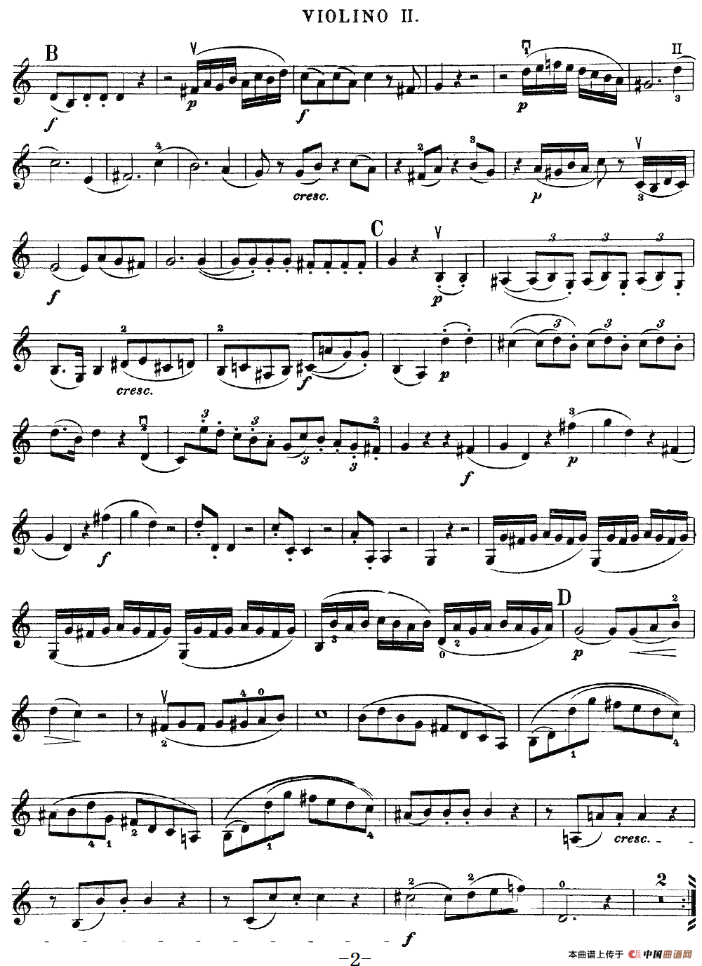 Mozart《Quartet No.19 in C Major,K.465》（Violin 2分谱）