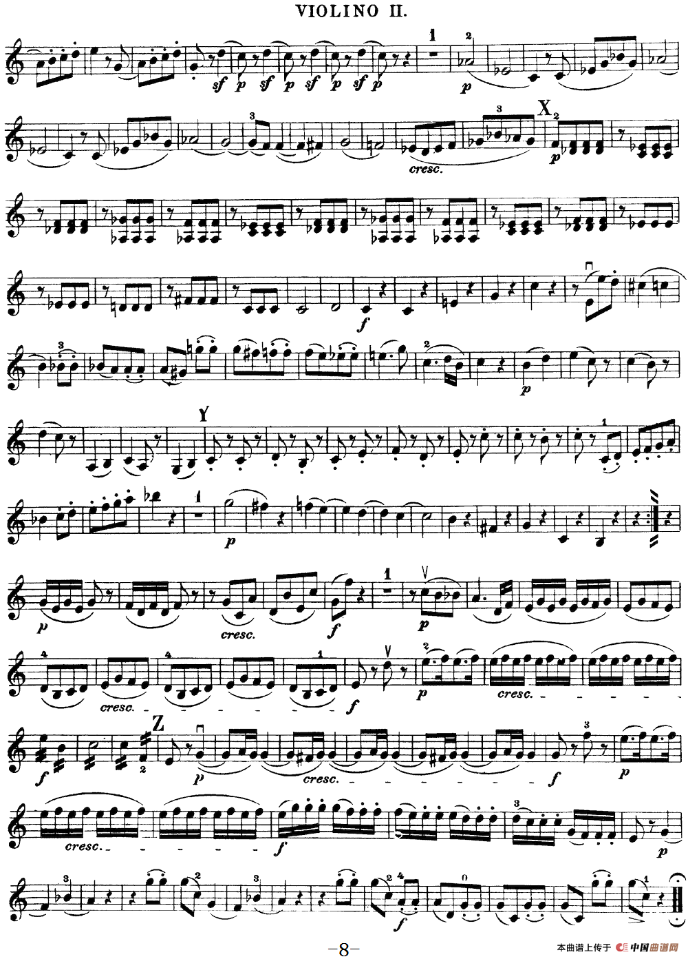 Mozart《Quartet No.19 in C Major,K.465》（Violin 2分谱）