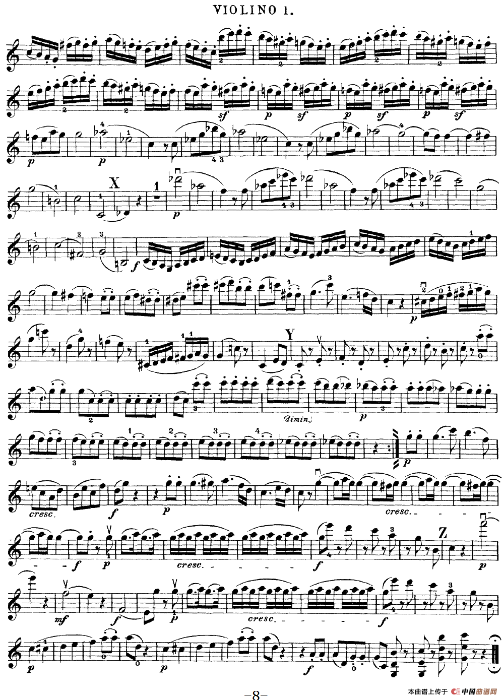 Mozart《Quartet No.19 in C Major,K.465》（Violin 1分谱）