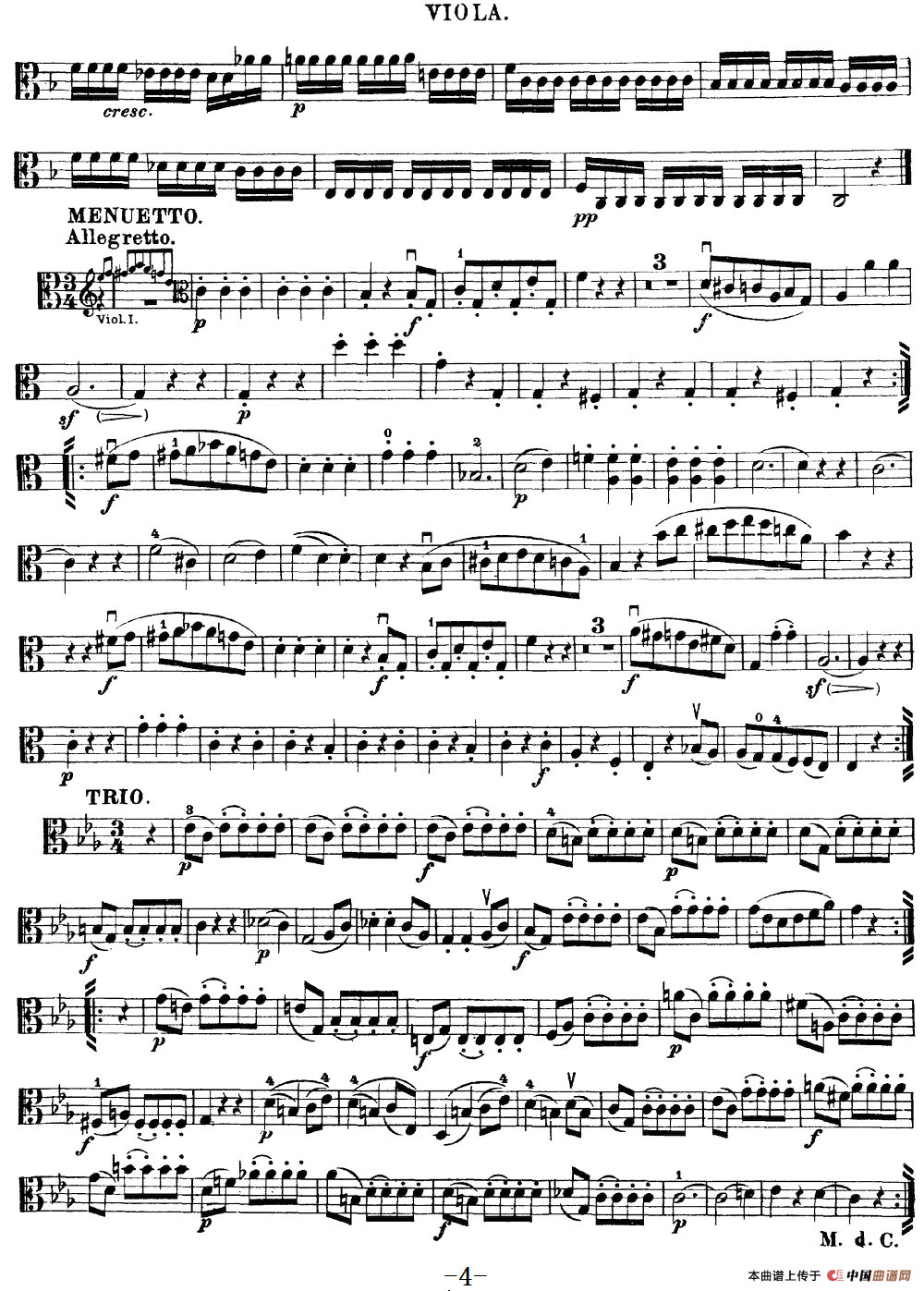 Mozart《Quartet No.19 in C Major,K.465》（Viola分谱）