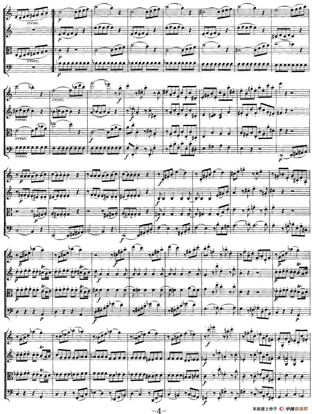 Mozart《Quartet No.19 in C Major,K.465》（总谱）