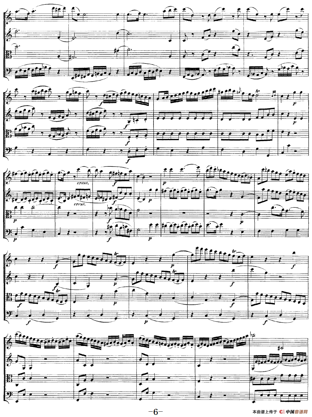 Mozart《Quartet No.19 in C Major,K.465》（总谱）