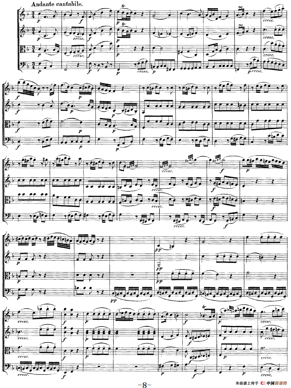 Mozart《Quartet No.19 in C Major,K.465》（总谱）