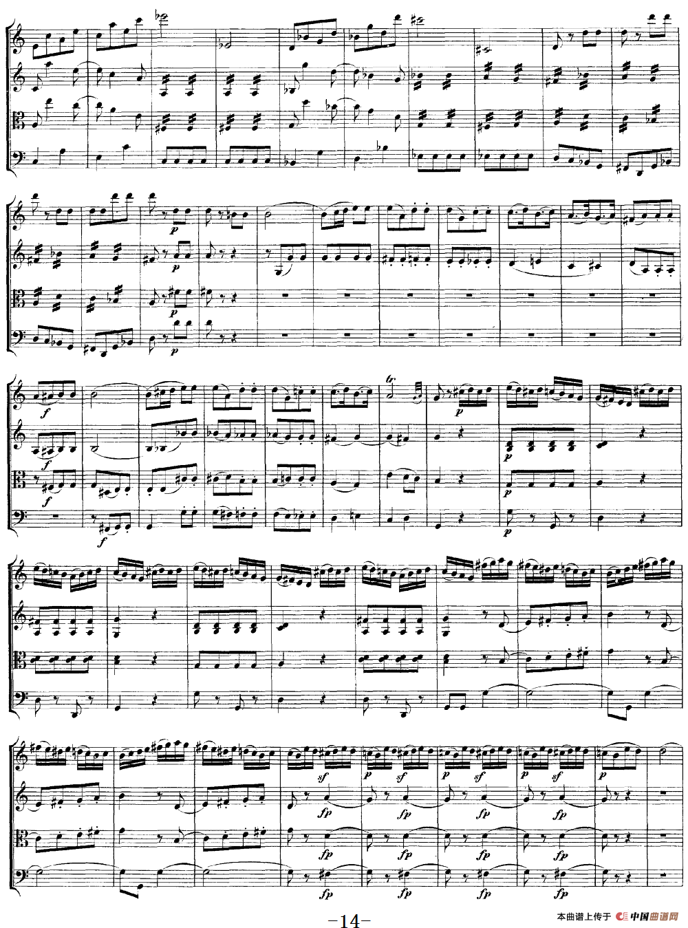 Mozart《Quartet No.19 in C Major,K.465》（总谱）