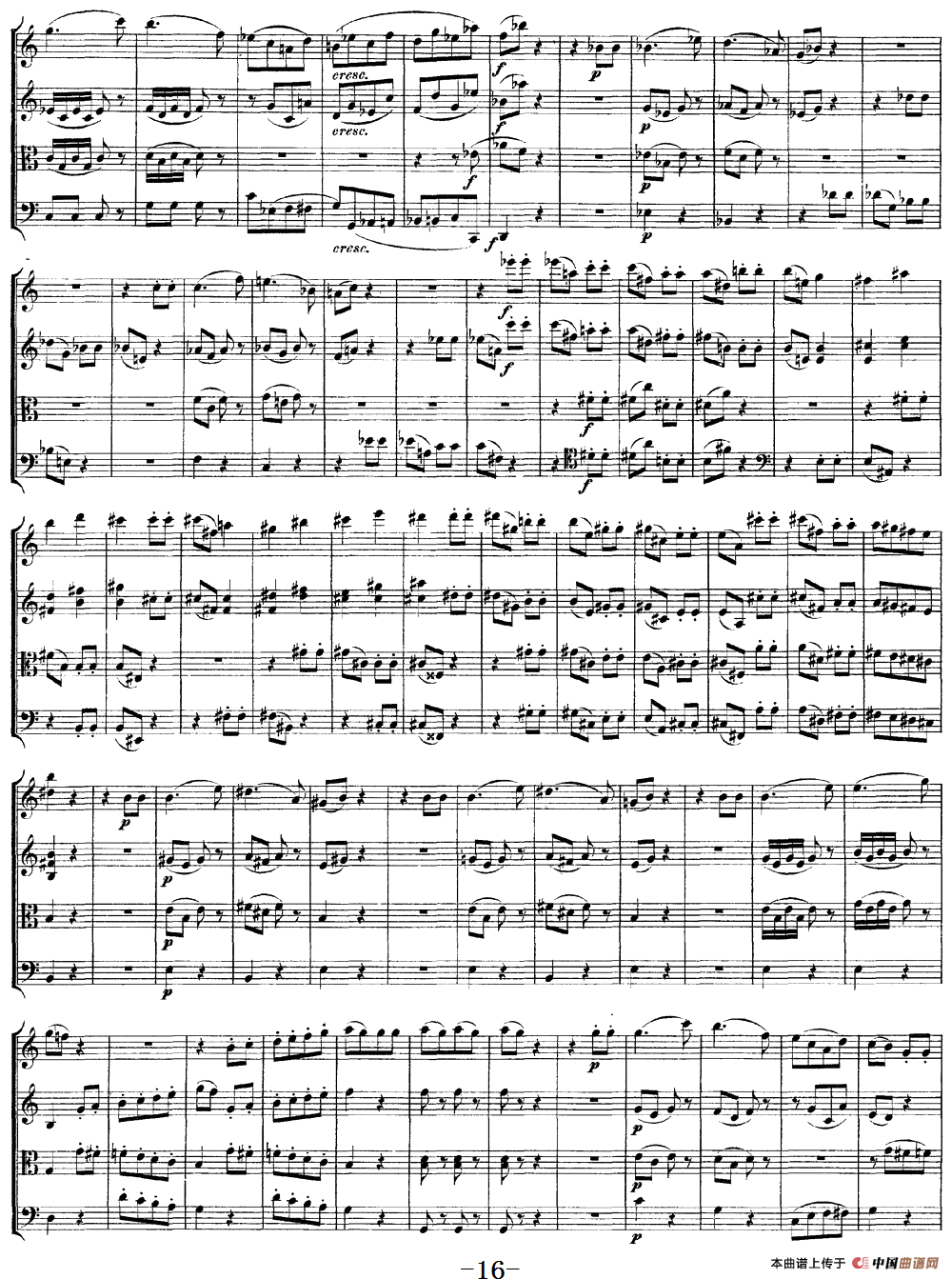 Mozart《Quartet No.19 in C Major,K.465》（总谱）