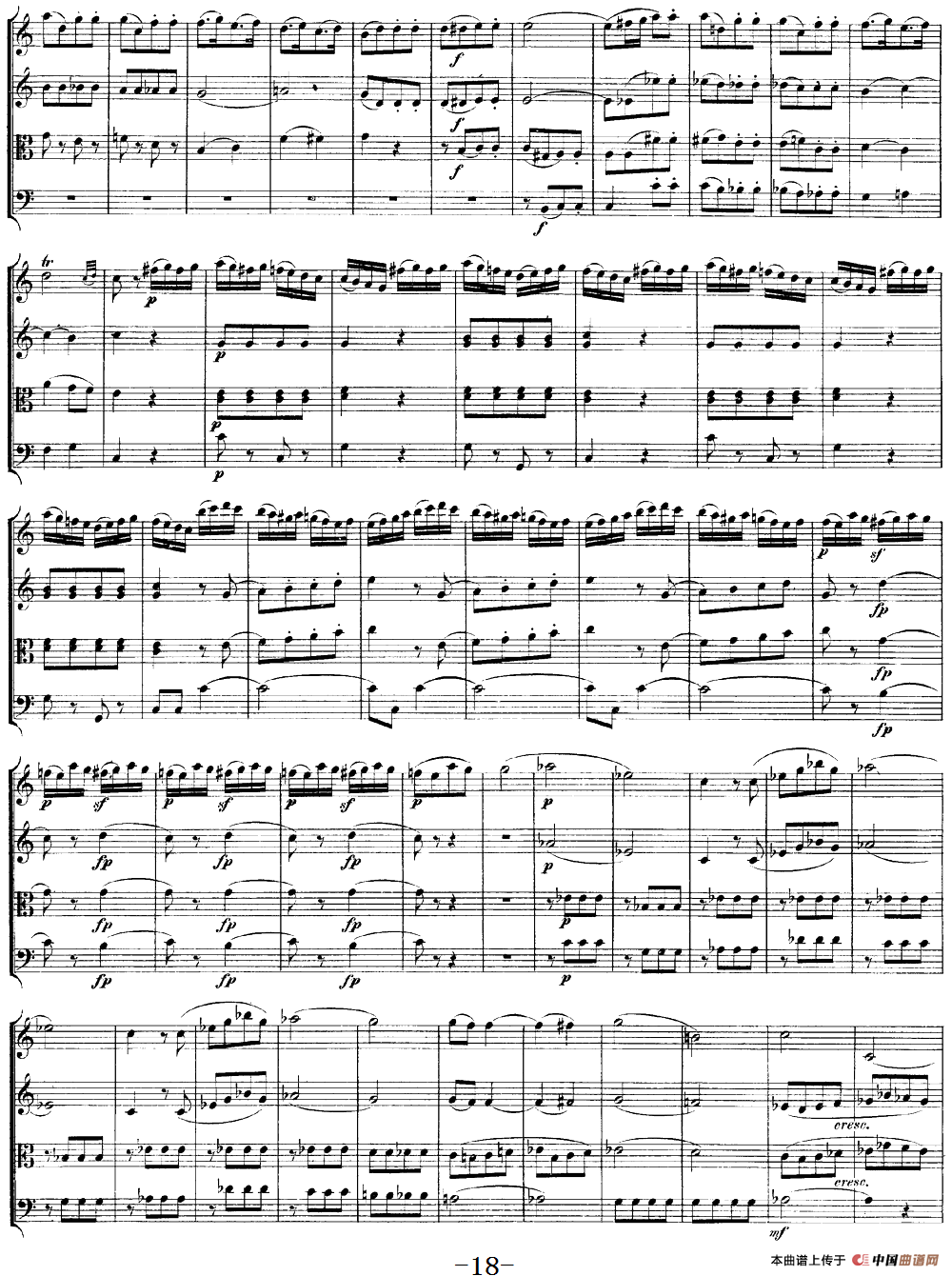 Mozart《Quartet No.19 in C Major,K.465》（总谱）