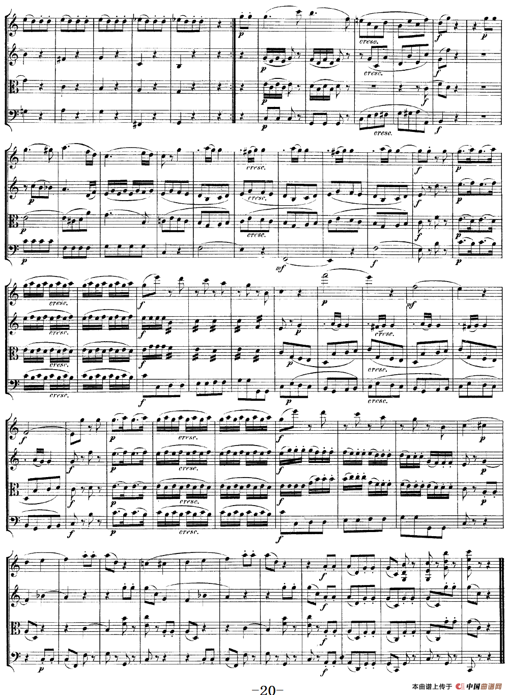 Mozart《Quartet No.19 in C Major,K.465》（总谱）