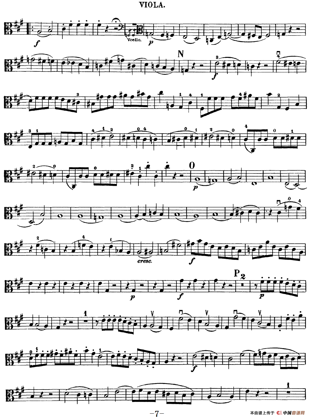 Mozart《Quartet No.18 in A Major,K.464》（Viola分谱）