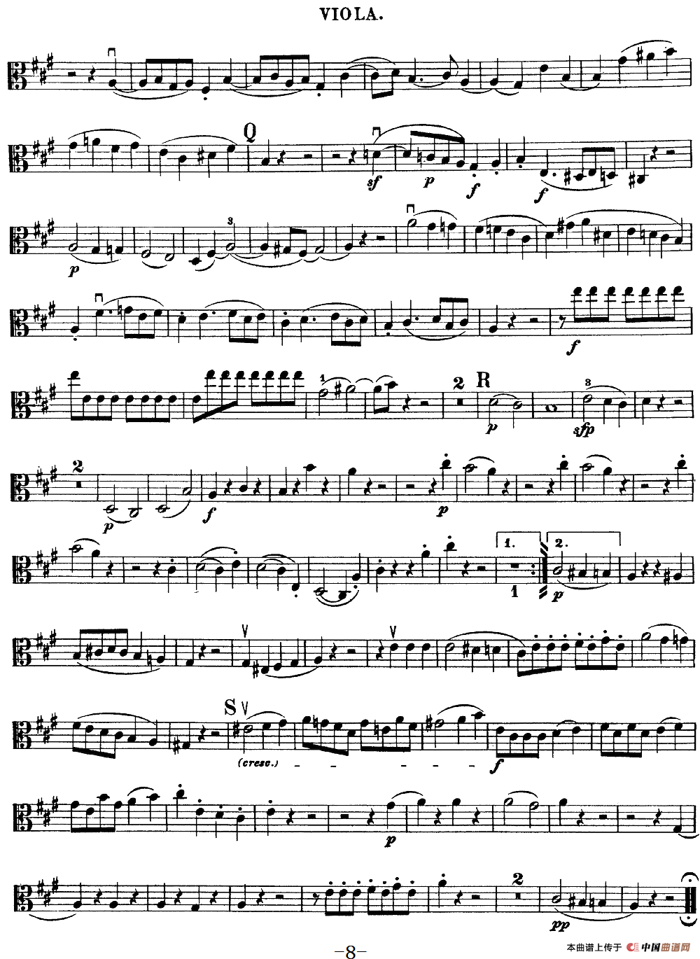 Mozart《Quartet No.18 in A Major,K.464》（Viola分谱）