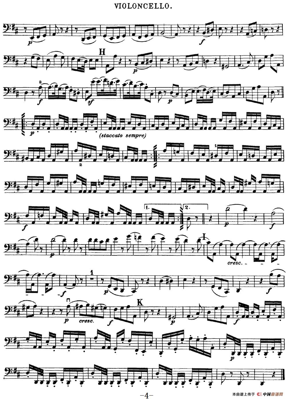 Mozart《Quartet No.18 in A Major,K.464》（Cello分谱）